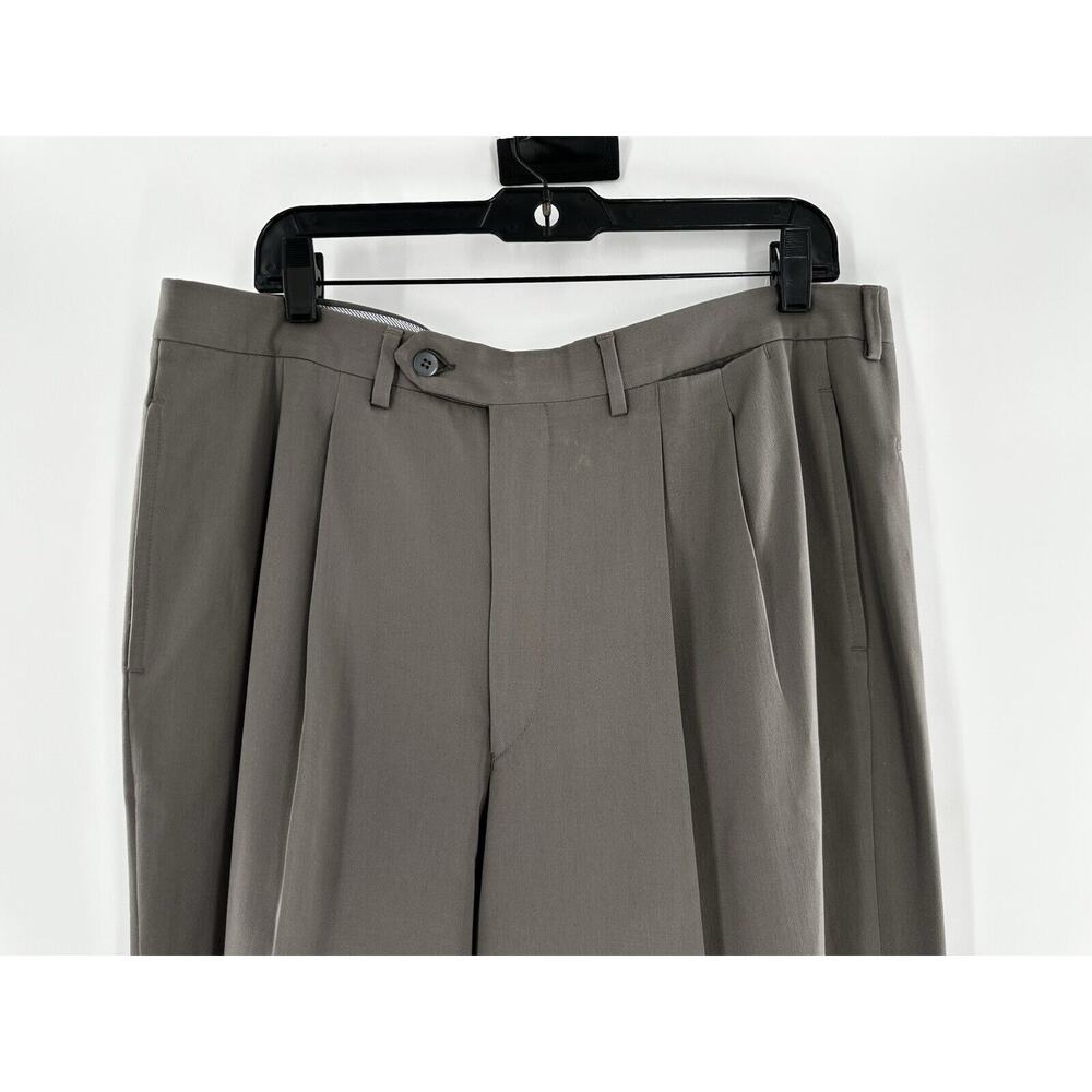 Luciano Barbera Men’s Pants Sz 34x30 100% Wool Cuffed Trousers Italy Pleated - Picture 2 of 9